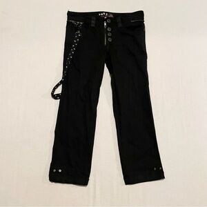 Vexx Y2K Goth/Punk Black Cargo Pants with Straps and Spider Charm Size 5